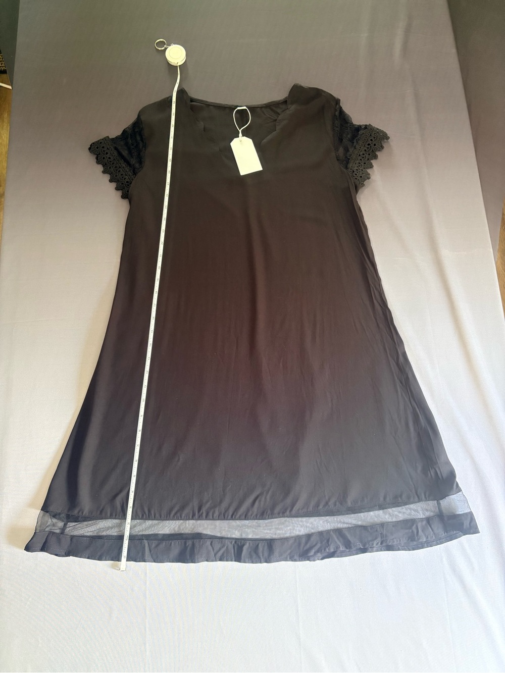 Black Lace-Trim Slip Dress